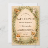 Woodland Baby Animals Baby Shower 招待状 (正面)