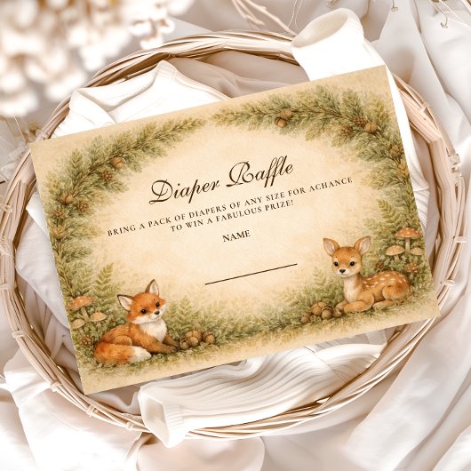 Woodland Baby Animals Diapper Raffle エンクロージャーカード