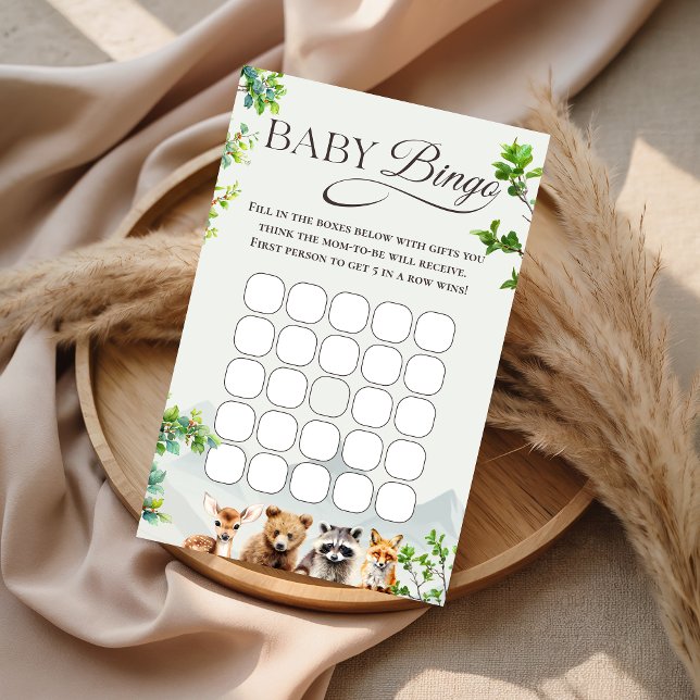 Woodland Baby Bingo Shower Game Card Forest Animal (クリエイターアップロード済み)