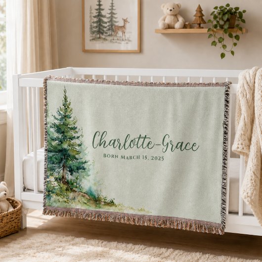 Woodland Baby Blanket • Neutral Sage Forest スローブランケット