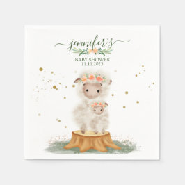 Woodland baby shower cute party Sheep スタンダードカクテルナプキン