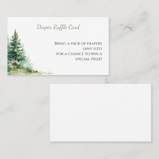 Woodland Baby Shower • Diaper Raffle Card 名刺 (正面/裏面)