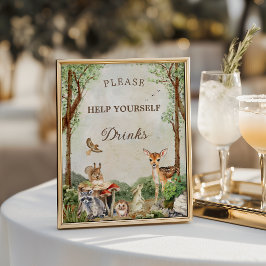 Woodland Baby Shower Drinks Station Poster ポスター