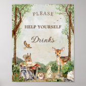 Woodland Baby Shower Drinks Station Poster ポスター (正面)