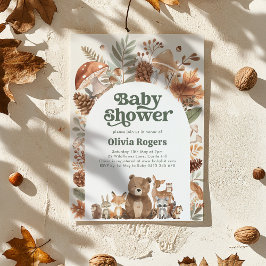 Woodland Baby Shower Fox Deer Bear Gender Neutral 招待状