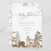 Woodland Baby Shower Invitation Woodland Animals 招待状 (正面/裏面)