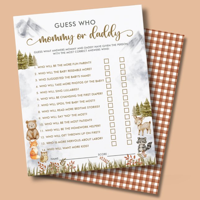 Woodland Baby Shower Mommy or Daddy Party Games  (クリエイターアップロード済み)