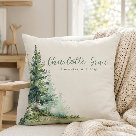 Woodland Baby Shower • Neutral Beige Forest Design クッション