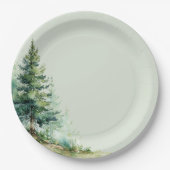 Woodland Baby Shower Plate • Sage Forest Design ペーパープレート (正面)