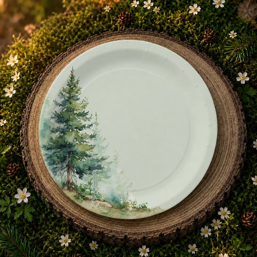 Woodland Baby Shower Plate • Sage Forest Design ペーパープレート