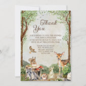 Woodland Baby Shower Thank You Forest Animals サンキューカード (正面)