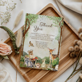 Woodland Baby Shower Thank You Forest Animals サンキューカード