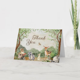 Woodland Baby Shower Thank You Greeting Card サンキューカード