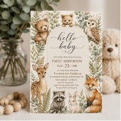 Woodland Baby Shower Watercolor Forest Animals 招待状