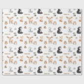 Woodland Baby Shower White Giftwrapping Paper ラッピングペーパー (フラット)