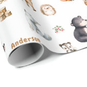 Woodland Baby Shower White Giftwrapping Paper ラッピングペーパー (ロールコーナー)