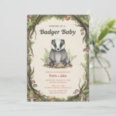 Woodland badger baby shower 招待状 (スタンド正面)