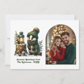 Woodland Badger Cozy Forest Christmas Magic Photo シーズンカード (正面)