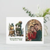 Woodland Badger Cozy Forest Christmas Magic Photo シーズンカード (スタンド正面)