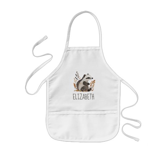 Woodland Badger Cute Personalized 子供用エプロン (正面)