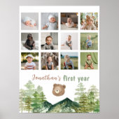Woodland Bear 1年目のフォトマイルストーンポスター ポスター (正面)