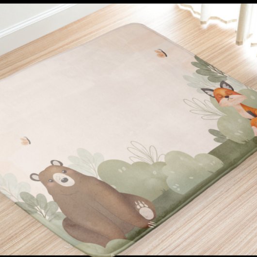  Woodland Bear and Fox Nursery Mat バスマット