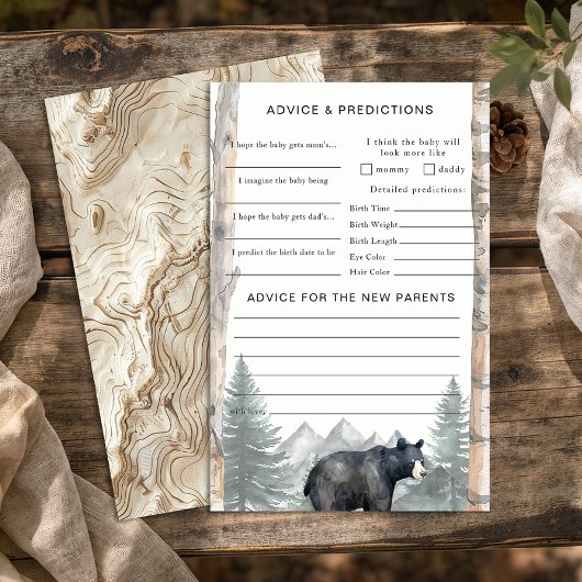 Woodland Bear Baby Shower Advice & Predictions チラシ