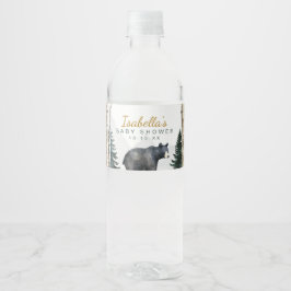 Woodland Bear Baby Shower Water Bottle Labels ペットボトルラベル