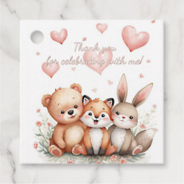 Woodland Bear Fox Bunny Pastel Hearts Girl Floral フェイバータグ