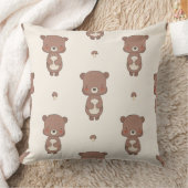 Woodland Bear & Mushroom Nursery Throw Pillow クッション (ブランケット)