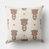 Woodland Bear & Mushroom Nursery Throw Pillow クッション (裏面)