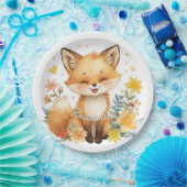 Woodland Bear Neutral Pastel Birthday Party Boy ペーパープレート (パーティー)