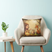 Woodland Bedtime Story Nursery Throw Pillow クッション (椅子)
