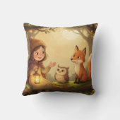 Woodland Bedtime Story Nursery Throw Pillow クッション (裏面)
