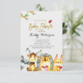 Woodland Berturs Baby Shawer -ボーイカード 招待状 (スタンド正面)