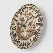 Woodland Bird wall Clock - Rustic Farmhouse Decor ラージ壁時計 (傾斜)