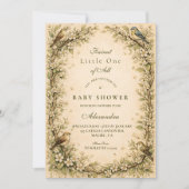 Woodland Birds Storybook Baby Shower 招待状 (正面)