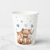 Woodland Birthday Boy Party Pastel Blue Hearts 紙コップ (裏面)