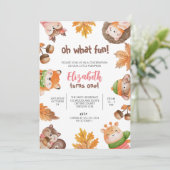 Woodland Birthday, First Birthday, 1st Girl 招待状 (スタンド正面)