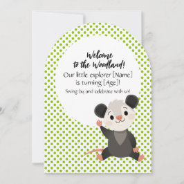Woodland Birthday Invitation – Cute Opossum 招待状