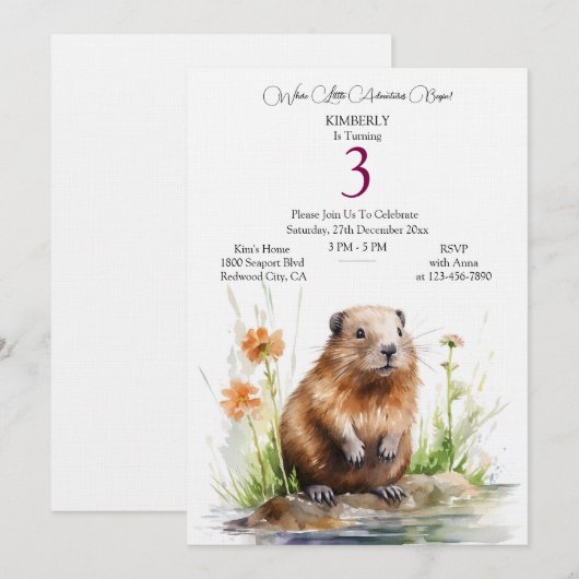 Woodland Birthday Wonder 招待状 (正面/裏面)