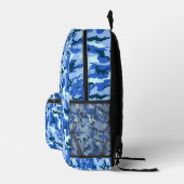 Woodland Blue Military Camouflage プリントバックパック (右)