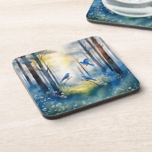 Woodland Bluebirds Scenic Forest コースター (左側)