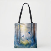Woodland Bluebirds Scenic Forest トートバッグ (正面)