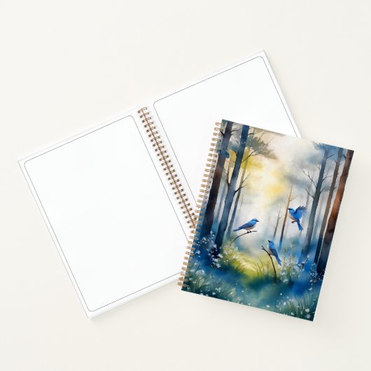 Woodland Bluebirds Scenic Forest ノートブック (内部)