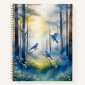 Woodland Bluebirds Scenic Forest ノートブック (正面)