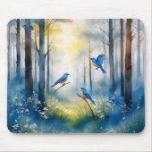 Woodland Bluebirds Scenic Forest マウスパッド (正面)