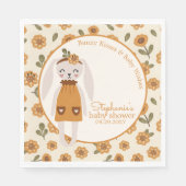 Woodland Boho Bunny Baby Shower Napkins スタンダードランチョンナプキン (正面)