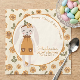 Woodland Boho Bunny Baby Shower Napkins スタンダードランチョンナプキン