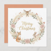 Woodland Boho Christmas Greeting Card シーズンカード (正面/裏面)